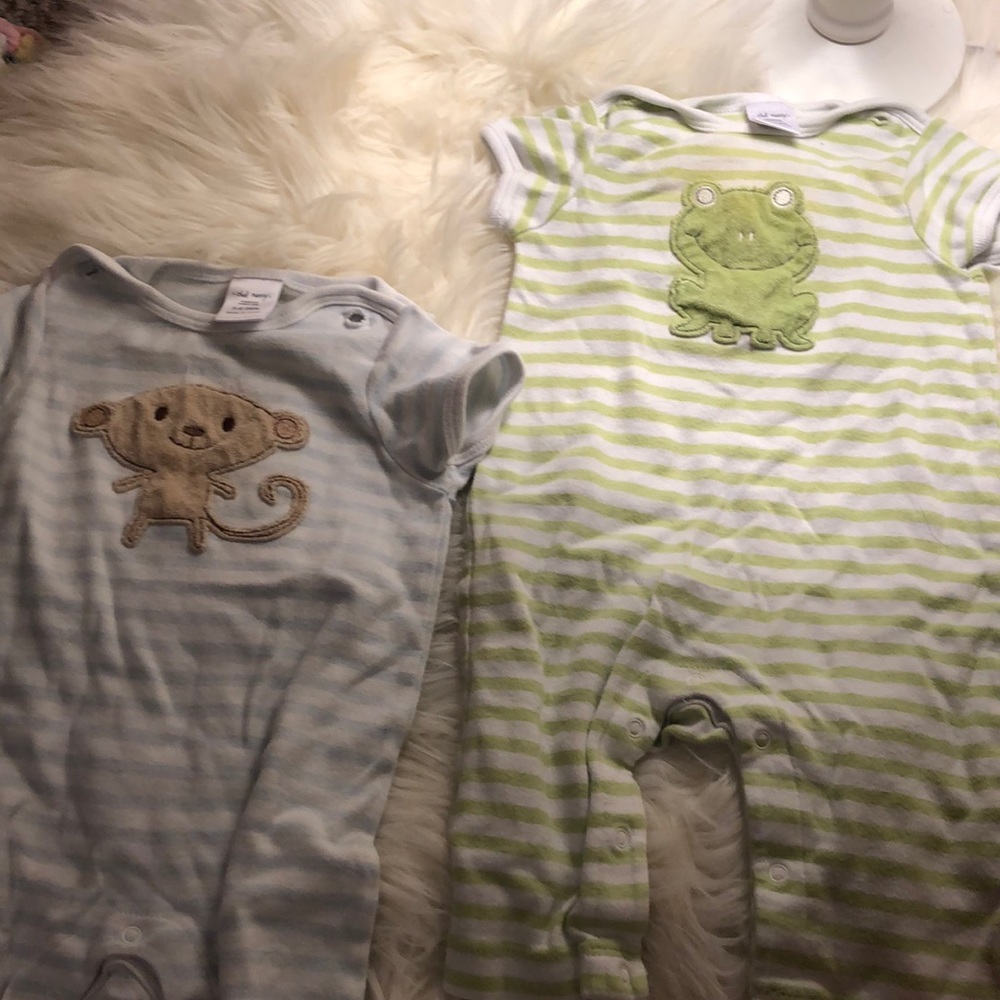 Monkey and frog striped sleepers! Bundle
